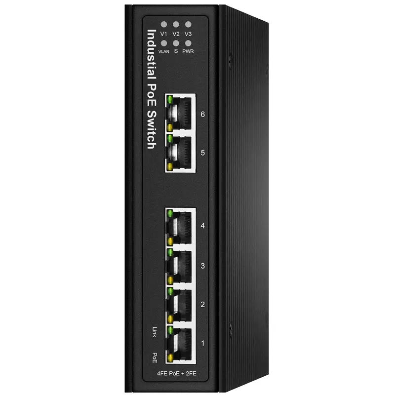 F6-5800-6TP Неуправляемый 6-портовый промышленный коммутатор PoE Ethernet 100M