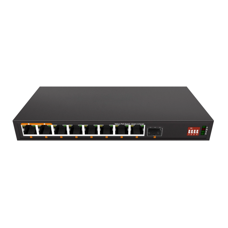 Неуправляемый 1-портовый 10G SFP 8-портовый электрический коммутатор PoE 2,5G F6C-8MEP1X