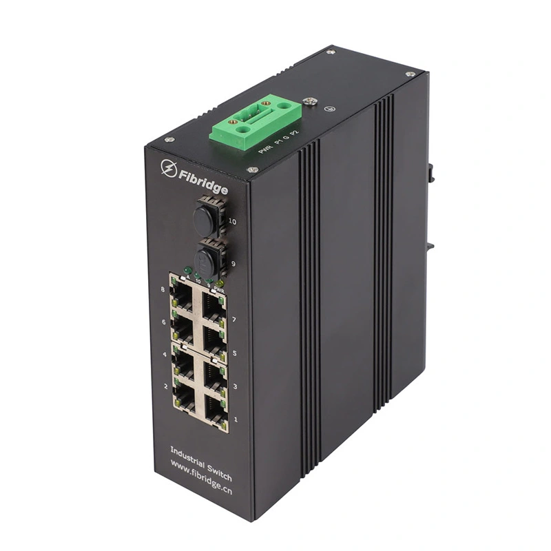 Промышленный коммутатор DIN-RAIL с 2 портами 1000M Fx 8 портами 1000M Tx